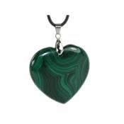 Pendentif Coeur en Malachite 4 cm (Bélière Argentée)