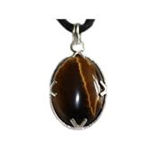 Oeil de Tigre Pendentif Cabochon Pierre Ovale 18X13 mm et argent 925