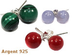 Puces d'Oreilles Pierres Boules et Argent 925