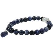 Bracelet en Pierres Boules 8 mm de Sodalite et coeur 12 mm