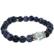 Bracelet en Pierres Boules 8 mm de Sodalite et coeur 12 mm