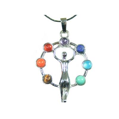 7 Chakras Pendentif Protection de la Terre Montage Argenté