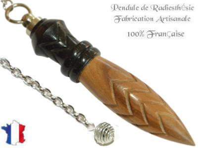 Pendule de Thot Plombé en Bois d'Olivier et Bois d'Ebène Pièce Unique N°THOOLEBPL-11
