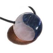 Pendentif Yin Yang (2 cm) Pierre Quartz Rose et Sodalite