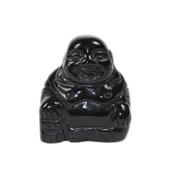 Bouddha Chinois Rieur en Pierre d'Agate Noire 5 cm