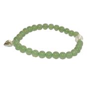 Bracelet en Pierre Boule d'Aventurine Verte 6mm et Coeur en Argent 925