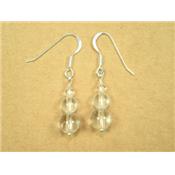 Cristal de Roche Pendants d'Oreilles 3 Pierres Boules Sur Argent 925