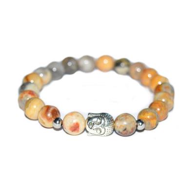 Bracelet en Pierres Boules d'Agate Crazy Lace 8 mm et Bouddha