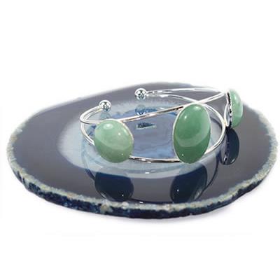 Bracelet en Aventurine Verte Cabochons Rond et Ovale