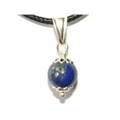 Pendentif Pierre Boule de 8mm en Lapis Lazuli Montage et Blire en Argent 925