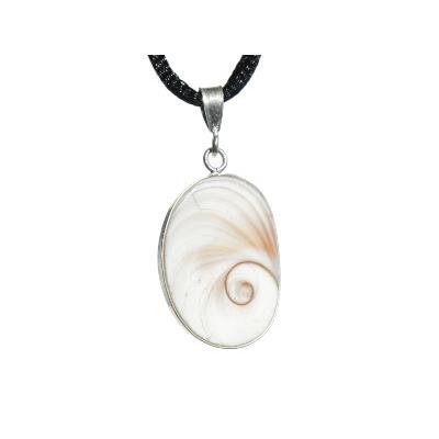 Pendentif Oeil de St Lucie de Méditerranée et Argent 925 Forme Naturelle