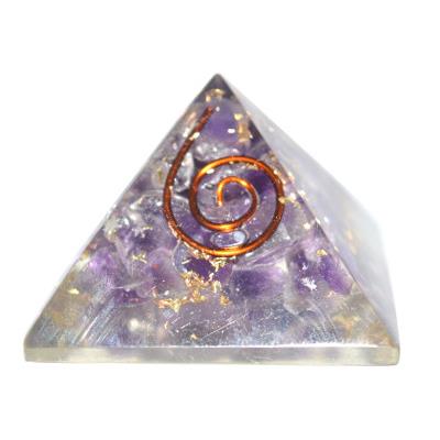 Orgonite Pyramide de 3 cm Pierre d'Améthyste et Spirale de Cuivre