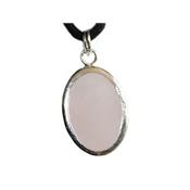 Quartz Rose Pendentif Cabochon Pierre Ovale 18X13 mm et argent 925