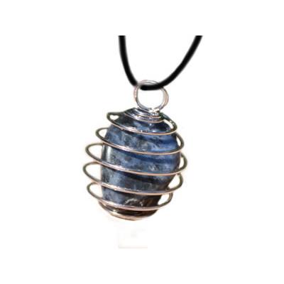 Sodalite Pendentif Cage Pierre Roulée