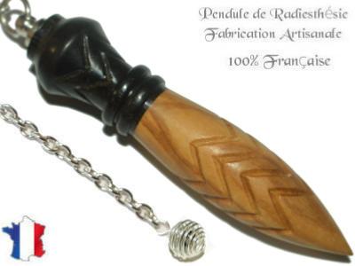 Pendule de Thot Plombé en Bois d'Olivier et Bois d'Ebène Pièce Unique N°THOOLEBPL-9