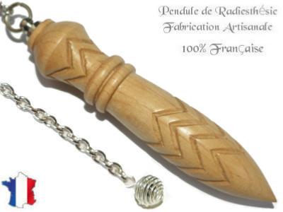 Pendule Egyptien Thot Plombé en Bois de Noisetier (Coudrier) Gravé Pièce Unique N°THONOIPL-3