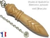 Pendule Egyptien Thot Plombé en Bois de Noisetier (Coudrier) Gravé Pièce Unique N°THONOIPL-3