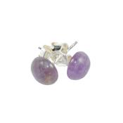 Amthyste du Brsil Puces d'Oreilles Cabochons Ronds 8 mm et Argent 925