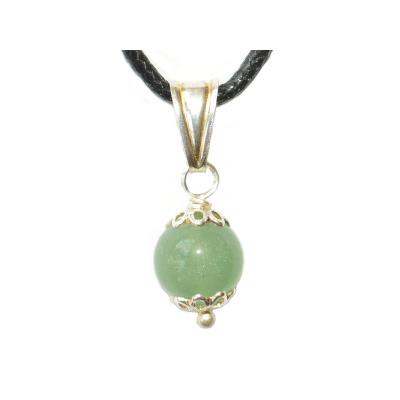 Pendentif Pierre Boule de 8mm en Aventurine Verte Montage et Bélière en Argent 925