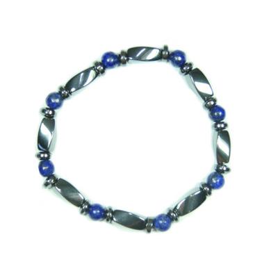 Bracelet Hématite et Pierres Boules de Lapis Lazuli (6 mm)