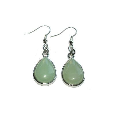 Boucles d'Oreilles Goutte Pierre en Aventurine Verte Cerclé