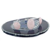 Bracelet en Quartz Rose Cabochons Rond et Ovale