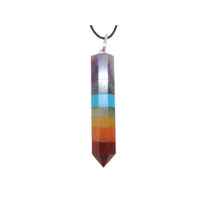 7 Chakras Pendentif Pointe Pierre Facettée