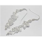 Boucles d'Oreilles en Cristal de Roche et Argent 925 Style Baroque