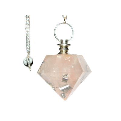 Orgonite Pendule Diamant et Cristaux de Quartz Rose