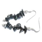 Boucles d'Oreilles en Hématite et Argent 925 Style Baroque