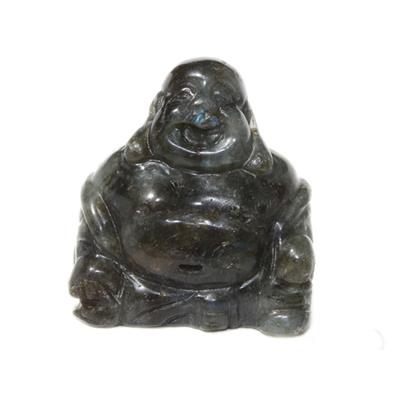 Bouddha Chinois Rieur en Pierre de Labradorite 5 cm