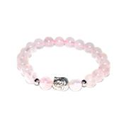 Bracelet en Pierres Boules de Quartz Rose 8 mm et Bouddha