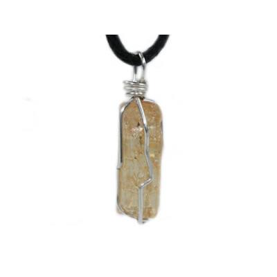 Pendentif Authentic en Pierre Brute Topaze Imperiale et Argent 925