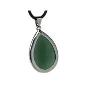 Pendentif Goutte Pierre en Aventurine Verte Cerclé