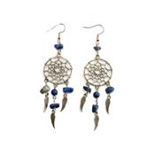 Boucles d'Oreilles Attrape Rêves Pierre Boule et Chips en Lapis lazuli