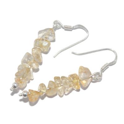 Boucles d'Oreilles en Citrine et Argent 925 Style Baroque