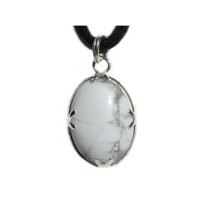 Howlite Blanche Pendentif Cabochon Pierre Ovale 18X13 mm et argent 925