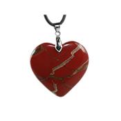 Pendentif Coeur en Jaspe Rouge 4 cm (Bélière Argentée)