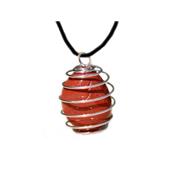 Jaspe Rouge Pendentif Cage Pierre Roulée