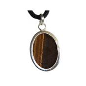 Oeil de Tigre Pendentif Cabochon Pierre Ovale 18X13 mm et argent 925