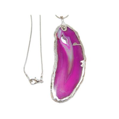 Pendentif Tranche d'Agate Pierre Violette