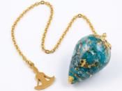 Pendule de Radiesthésie goutte Orgonite et Cristaux en Pierre d'Apatite-1