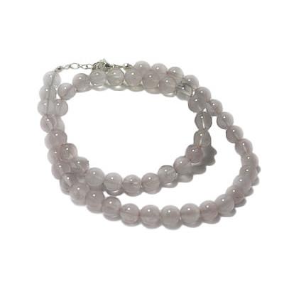 Collier en Pierres Boules de Quartz Rose 8 mm