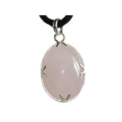 Quartz Rose Pendentif Cabochon Pierre Ovale 18X13 mm et argent 925