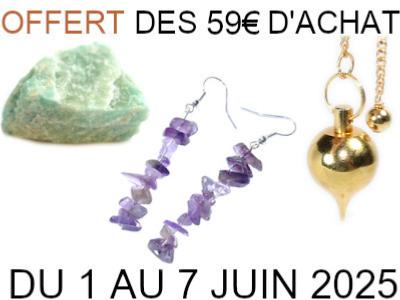 1 Pierre Brute + Boucles d'Oreilles + Un Pendule Dès 59 Euros d'achat Modèle Selon Disponibilité