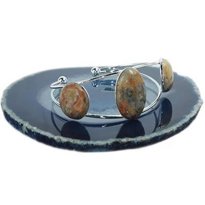 Bracelet en Agate Crazy Lace Cabochons Rond et Ovale