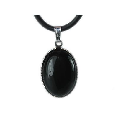 Agate Noire Pendentif Cabochon Ovale 18X13mm