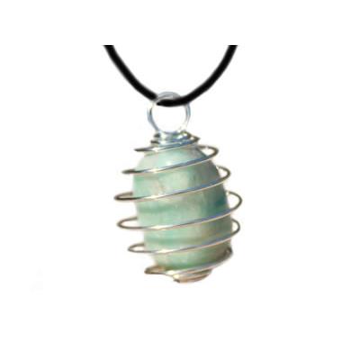 Amazonite du Bresil Pendentif Cage Pierre Roulée