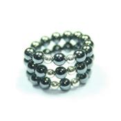 Bague Spirale Pierres Boules d'Hématite (4 mm) Perles Argent 925