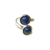 Bague en Argent Double Cabochons Ronds de 8mm en Pierre de Lapis Lazuli